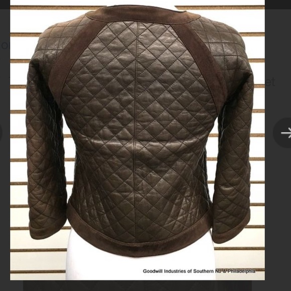 Tory Burch Quilted Brown Leather Jacket - Picture 3 of 6
